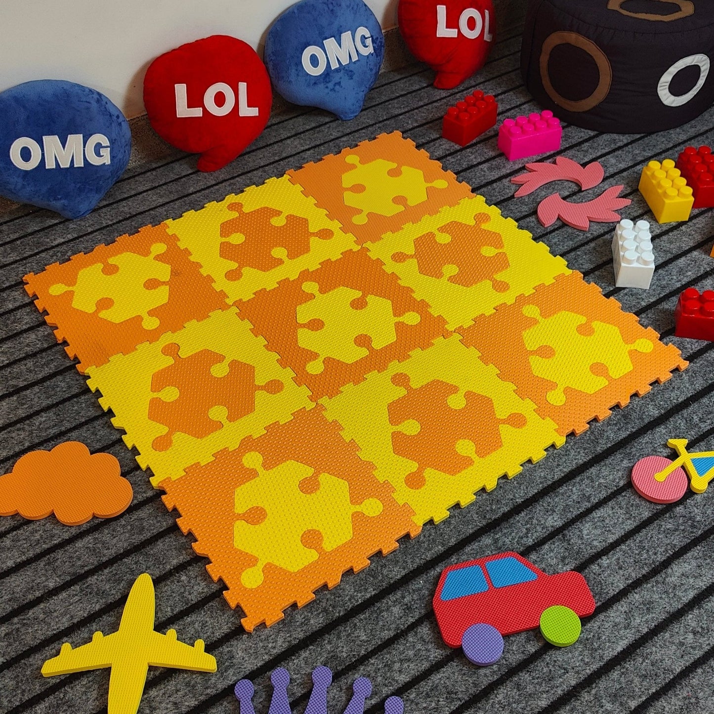 Puzzle Mat Geometric Interlocking  9 PCS