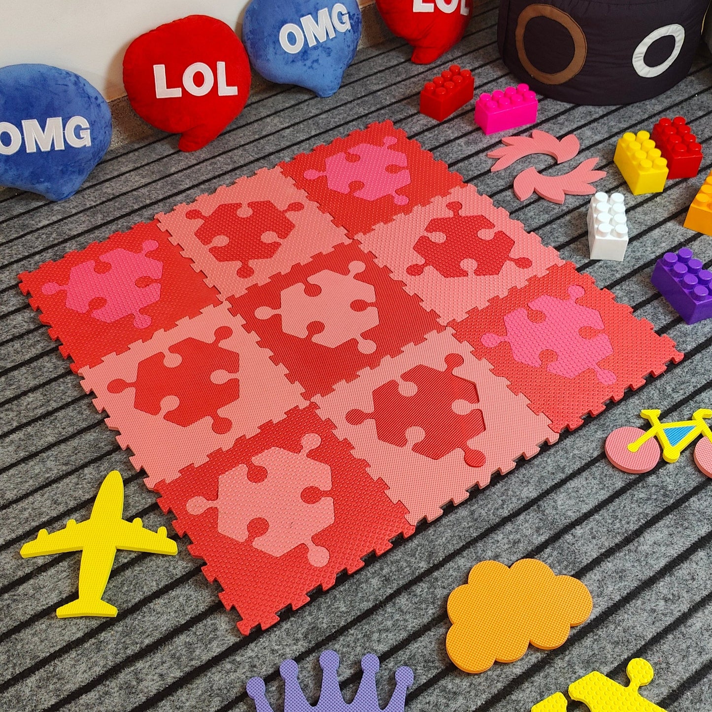 Puzzle Mat Geometric Interlocking  9 PCS