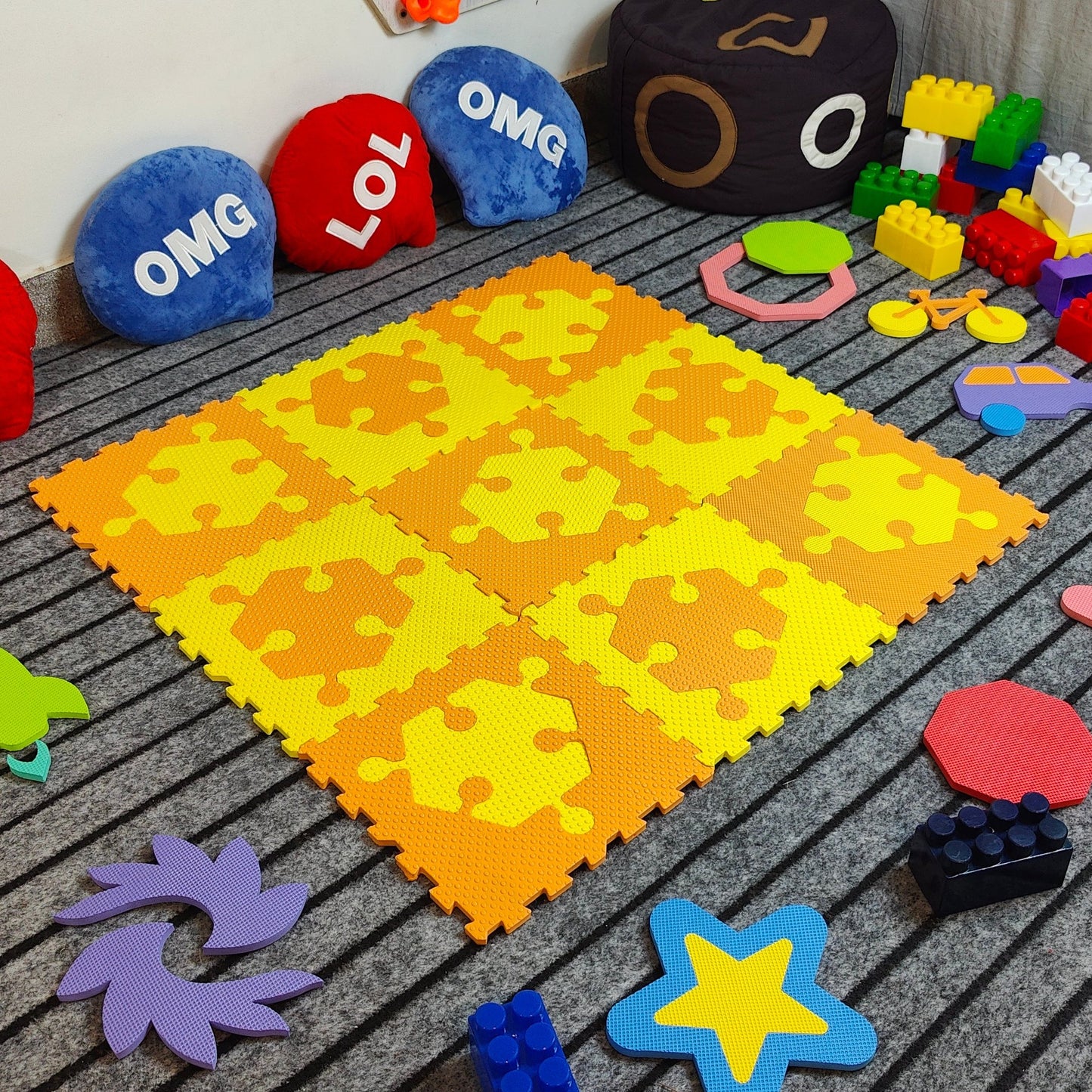 Puzzle Mat Geometric Interlocking  9 PCS