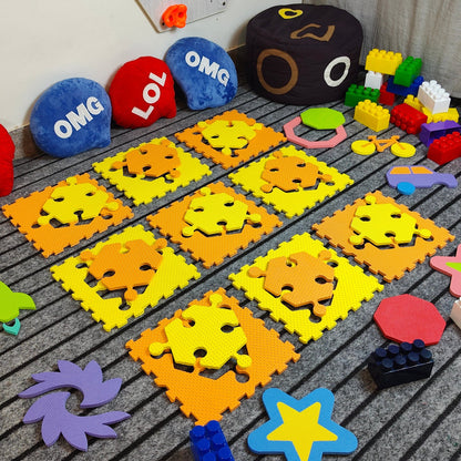 Puzzle Mat Geometric Interlocking  9 PCS